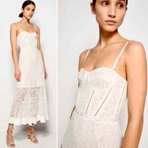 Jonathan Simkhai Ivory Lace Bustier Midi Dress - Size S